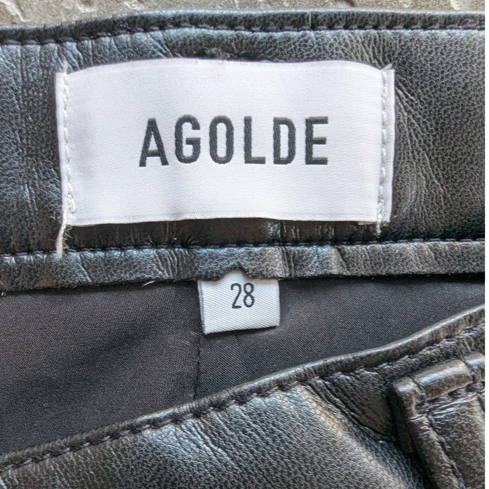 AGOLDE Cropped Wide Leg Leather Ren Pants Black Sz 28 NWT